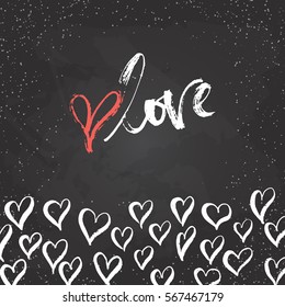 Love - lettering Valentines Day calligraphy phrase isolated on the background. Fun brush ink typography for photo overlays, t-shirt print, poster design