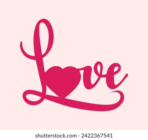 Love  Lettering vector illustration for poster, card, banner valentine day, wedding. Hand drawn word - love with doodle heart. Print for tee, t-shirt.
