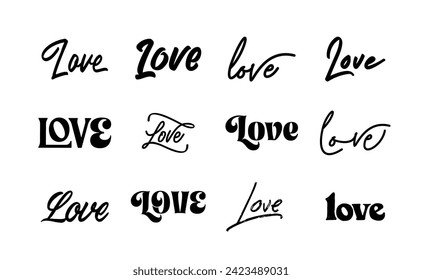 LOVE. Lettering vector illustration for poster, card, banner valentine day, wedding. Love text logo.