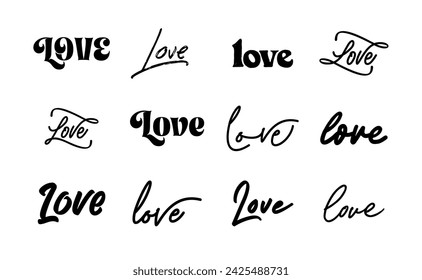 LOVE. Lettering vector illustration for poster, card, banner valentine day, wedding. Love text logo.