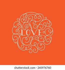 Love lettering - vector line design element for valentine's day greeting card