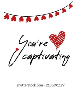 Con amor - letras. Marco redondo vectorial, corona de tulipanes y corazones de contorno. Doodle dibujado a mano aislado. Antecedentes, frontera para la tarjeta de saludo, invitación, boda, cumpleaños, Día de San Valentín