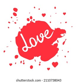 Love lettering,calligraphy.Valentine card,congratulation template.Handwritten text "Love" to holiday.Romantic inscription for poster,label,tag,banner,postcard,sticker.Isolated.Vector illustration