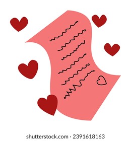 Love letters clipart for Valentine's day decoration isolated on white background