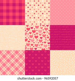 Love letters. Collection of 9 elegant seamless patterns on the theme of romance and love