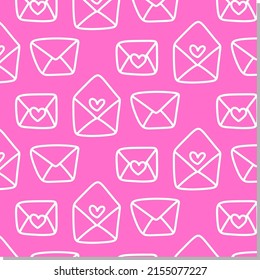 Love letters doodle vector seamless pattern.