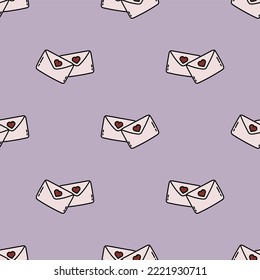 Love letters doodle vector seamless pattern