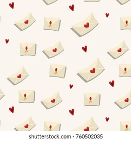 Cartas de amor en sobres sin fisuras. Ilustración del vector