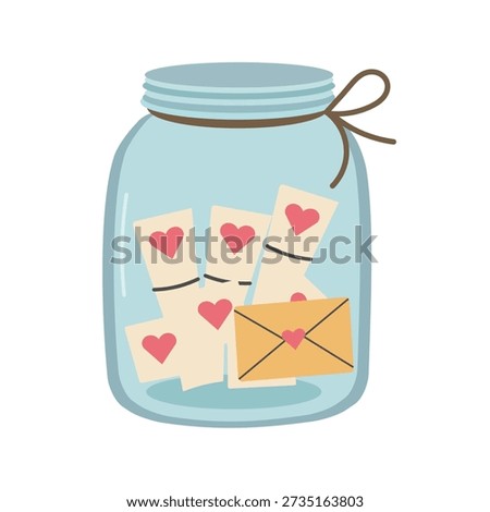 Love Letters and Heart Notes in a Glass Mason Jar