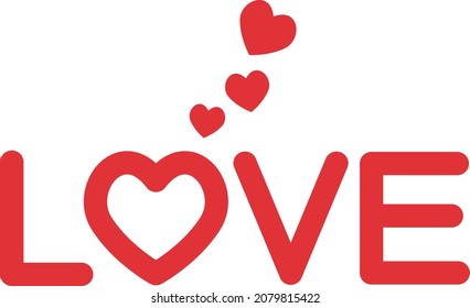 LOVE letters and heart symbol vector illustration