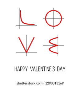LOVE letters with math charts, happy valentine's day vector illustration