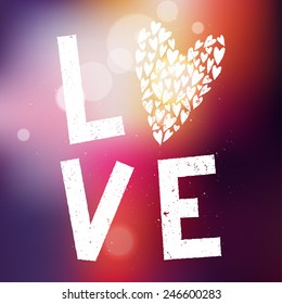 love letters on blurred shiny background