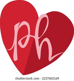 Love letters p and h with heart. Loving cute vector illustration for valentine.