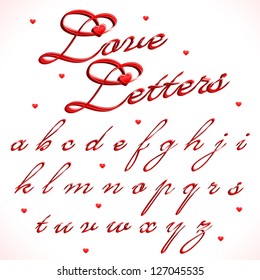 Love letters, part 2/3 of full calligraphic alphabet (Caps and small letters) and numbers