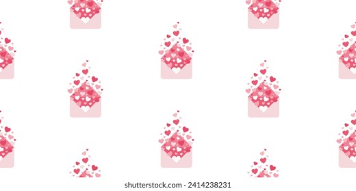 Love letters Seamless pattern. Repeating Design element for Printing on Wrapping. Surprise, gift, love and romance. March 8, Wedding anniversary, Valentines day. Cartoon Flat Vector illustration.