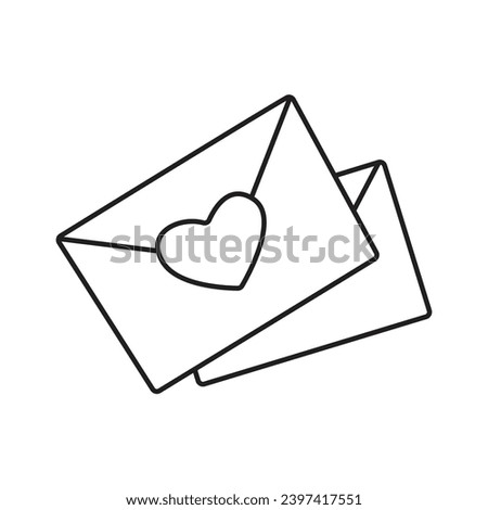 
Love letters - two envelopes with hearts on the white background. Design for Valentine's day. Vector illustration.