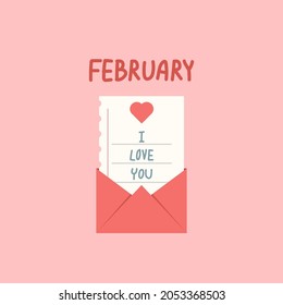 Love letters. Valentine day wallpaper. Pink heart vector. Valentine day poster in paper style.