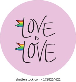 Love is Love lgbt flag lettering sticker poster design 