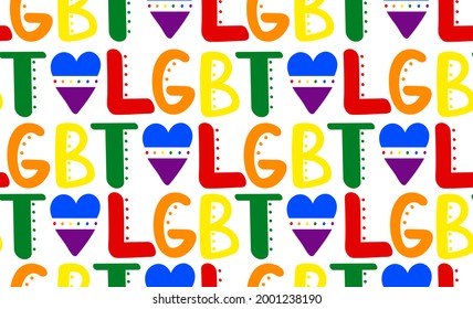 Love. LGBT. Seamless pattern with handwritten lettering. 