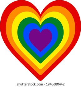 Love is love LGBTI+ Heart Rainbow Flag Vector