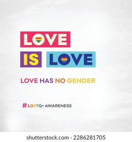 Love is Love, LGBTQ Awareness Poster Vector Template, Pride Month, Equality