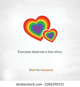 Love, LGBTQ, Pride Month, Rainbow Heart Symbol Template Design