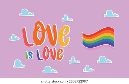 Love is Love LGBTQ Pride Vector,  LGBTQ Pride Vector Design,  Design with LGBTQ Colors Background
