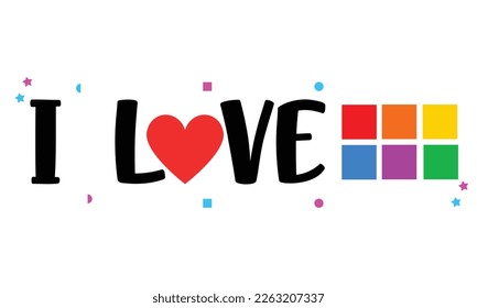 I love LGPTQ typography with heart and LGPTQ Colors symbol design. eps10-vector. 