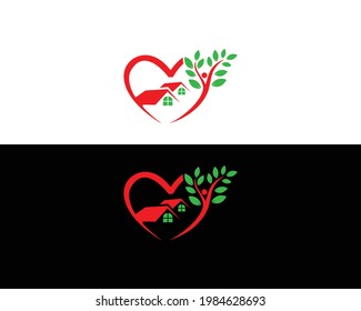Love and life home logo design, home care template Design.