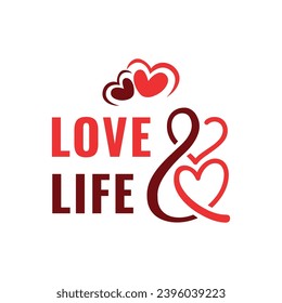 Love and Life Text based logo design wordmark with heart sign