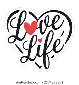 love life vector design i love my life typography and groovy style word, t shirt design, heart shape vector.