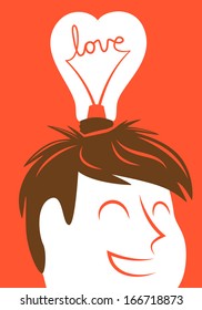 Love light bulb in shape of heart. Vector illustration. 