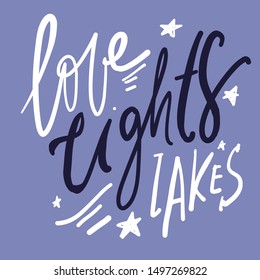 Love, light and latkes. Hanukkah quote. Hand lettering for your design