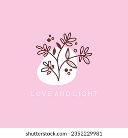 Lema de tipografía de amor y luz para la impresión de camisetas, diseño gráfico de tee.  
