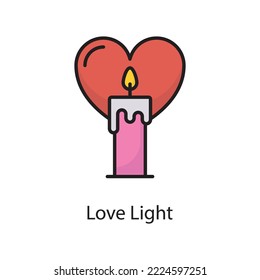 Love Light Vector Filled Outline Icon Design illustration. Love Symbol on White background EPS 10 File