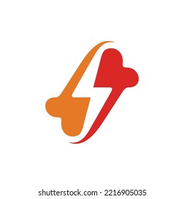 Love lightning bolt Logo, Heart with lightning bolt icon