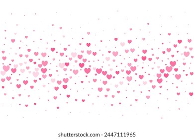 Love like background. Flying pink hearts frame for social media and decoration for valentine and mothers day. Vector border.