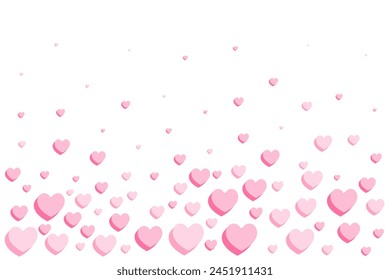 Love like background. Flying pink hearts frame for social media valentine and mothers day decoration for . Vector border