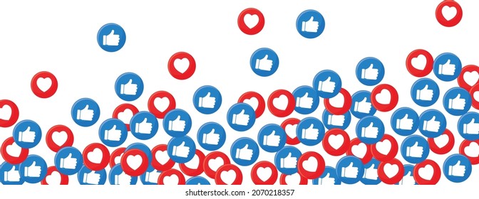 Love and Like Button Floating Banner Vector Illustration On White Background. 
