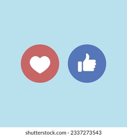 Love and like button icon vector. Social media elements. Vector illustration of social media color icons.