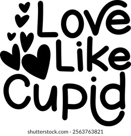 love like cupid valentines day black vector graphic design and cut file