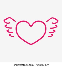 love like heart sign pink thin line icon