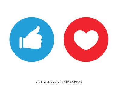 Love and Like icons. Social media and network buttons. Modern app signs.