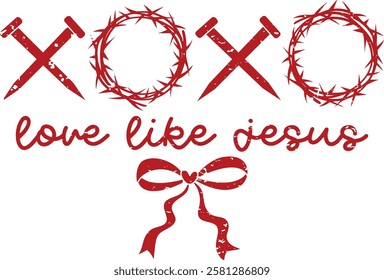 Love Like Jesus - Retro Christian Valentine t-shirt design, Valentine t-shirt design, Retro Religious Valentine png, Happy Valentine's day T-shirt Design, Jesus T-shirt Design