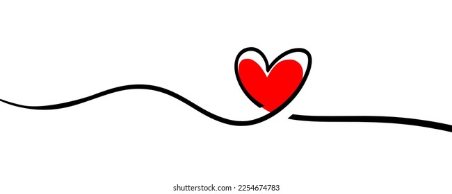 Love line art banner background design vector.	