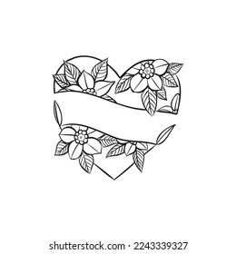 love at line art vector in black and white style can be us a background.