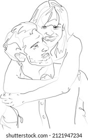 vectores de arte de línea de amor doodle pareja amantes de la curvatura valentina besar mínimo juntos abrazo abstracto personas retrato gráfico familia dos amores fecha de relación