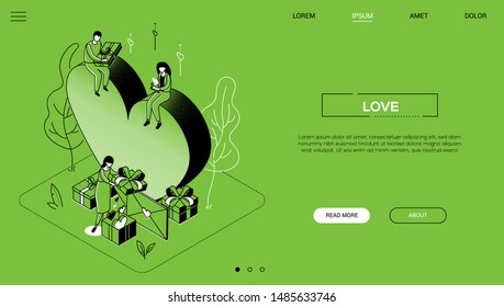Love - line design style isometric web banner