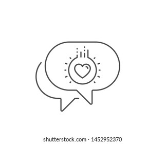 Love line icon. Chat bubble design. Heart sign. Dating profile symbol. Outline concept. Thin line love icon. Vector