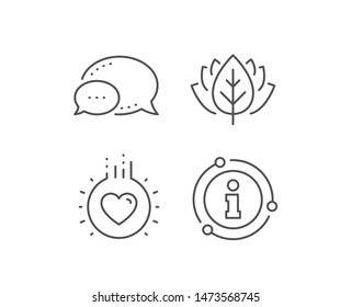 Love line icon. Chat bubble, info sign elements. Heart sign. Dating profile symbol. Linear love outline icon. Information bubble. Vector